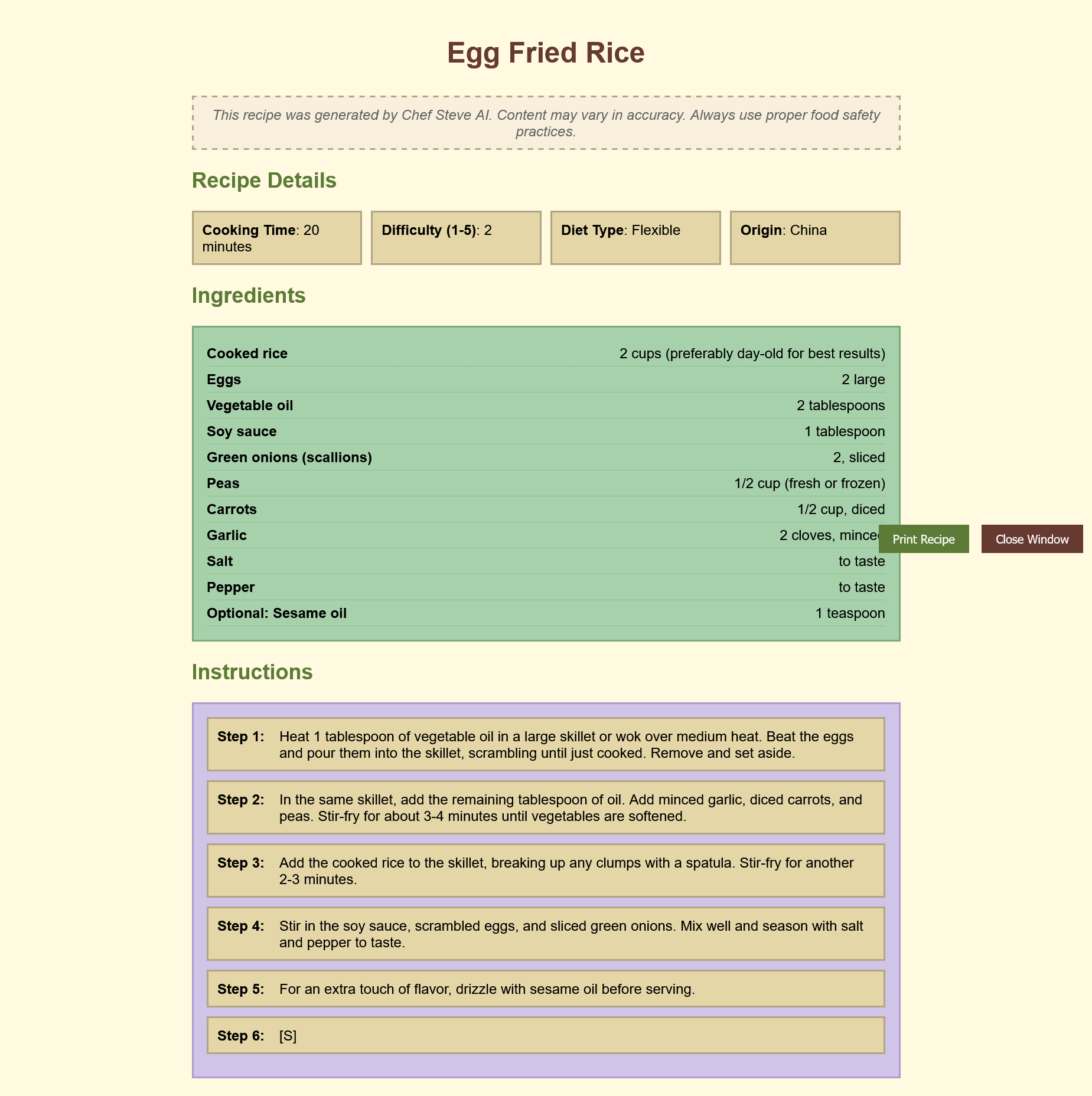 Chef Steve generated recipe with save to collection functionality